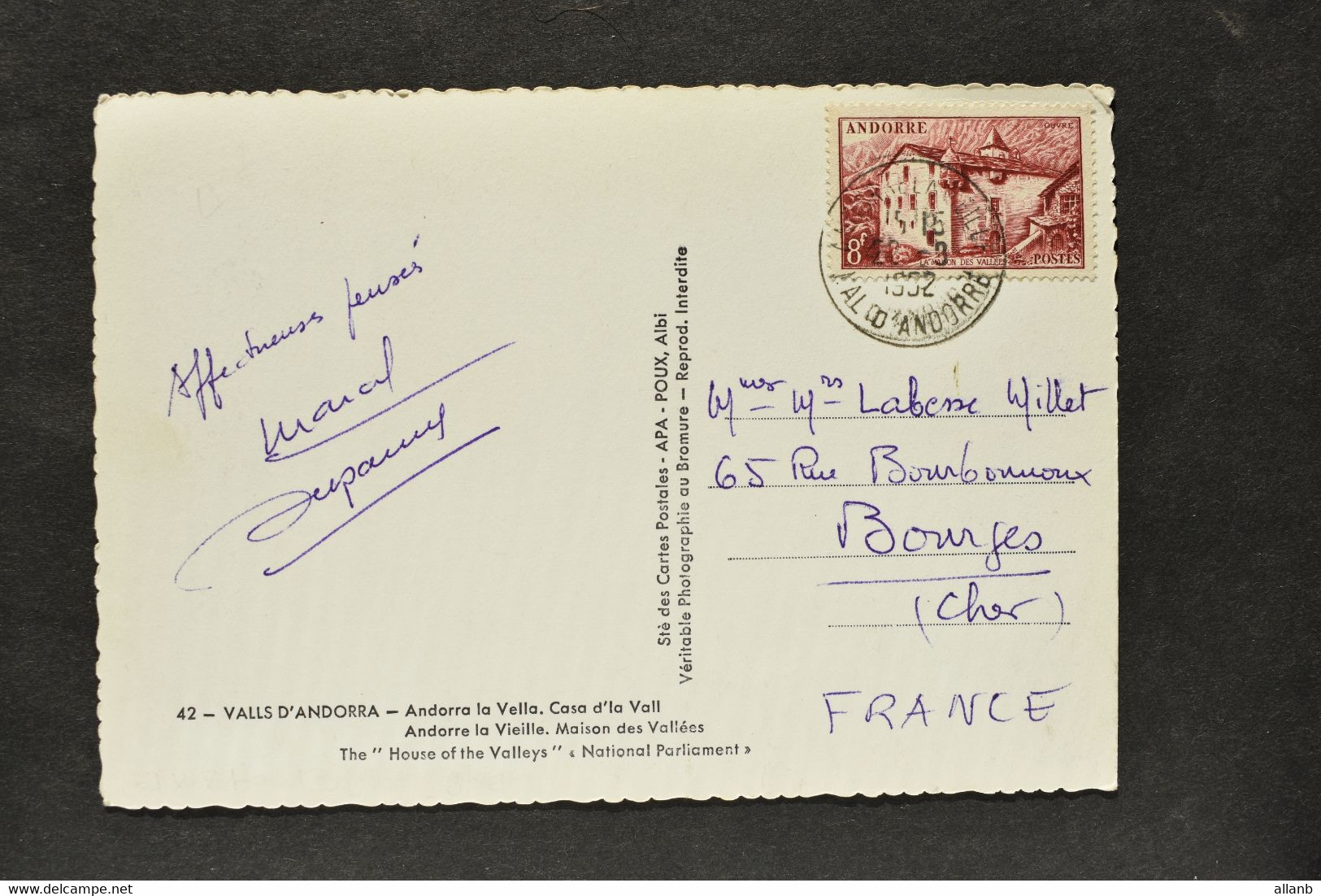 Andorre - 1948-51 La Maison Des Vallées N° 128 Sur CP De La Maison - Storia Postale