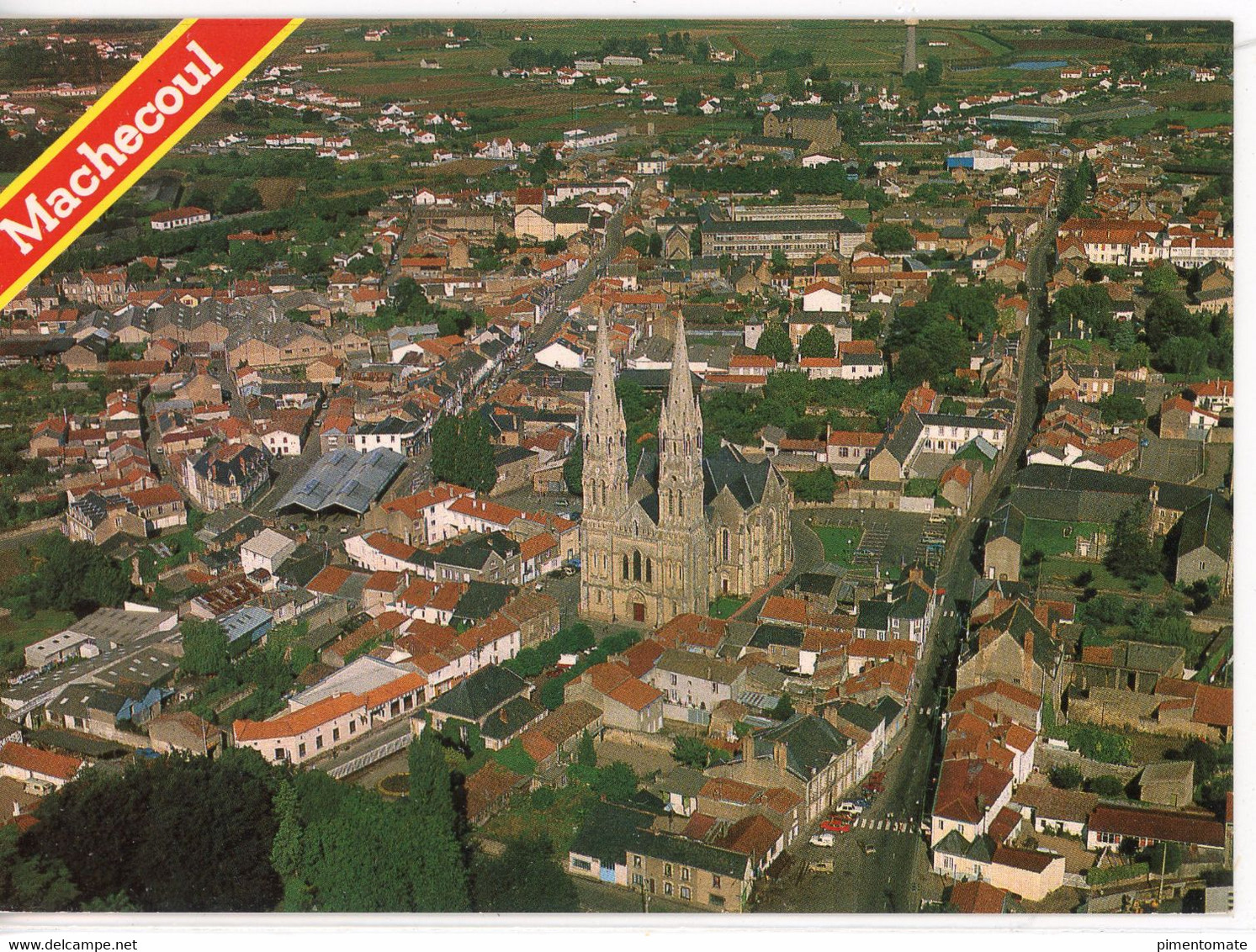 MACHECOUL L'EGLISE ET LE CENTRE DE L'AGGLOMERATION VUE AERIENNE 1987 - Machecoul