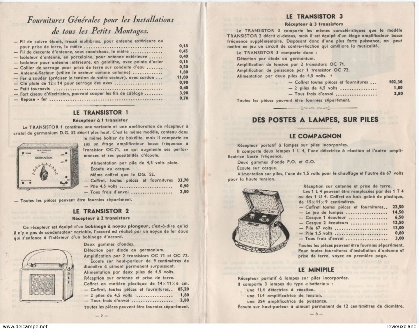 Prospectus Publicitaire à 2 Volets/PERLOR-RADIO// L PERICONE/ Au Service Des Amateurs -Radio/Vers 1960   VPN353 - Appareils