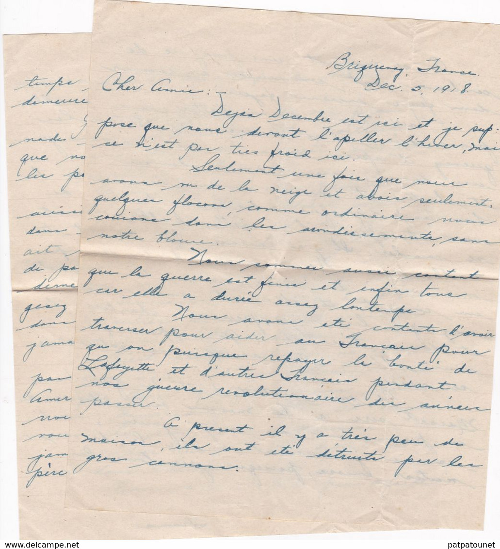 France Lettre Censurée De 1918 Pour La France Avec Son Contenu Par Les Autorités Militaires Américaines En France - Guerra 1914-18