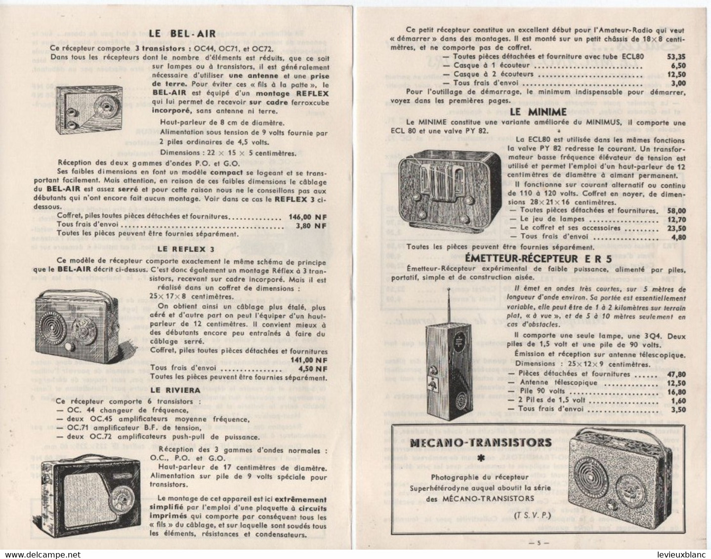 4 Prospectus Publicitaires Recto-Verso ( 8 Pages ) /offres Aux Amateurs Radio/ L PERICONE/ Vers 1960   VPN354 - Appareils
