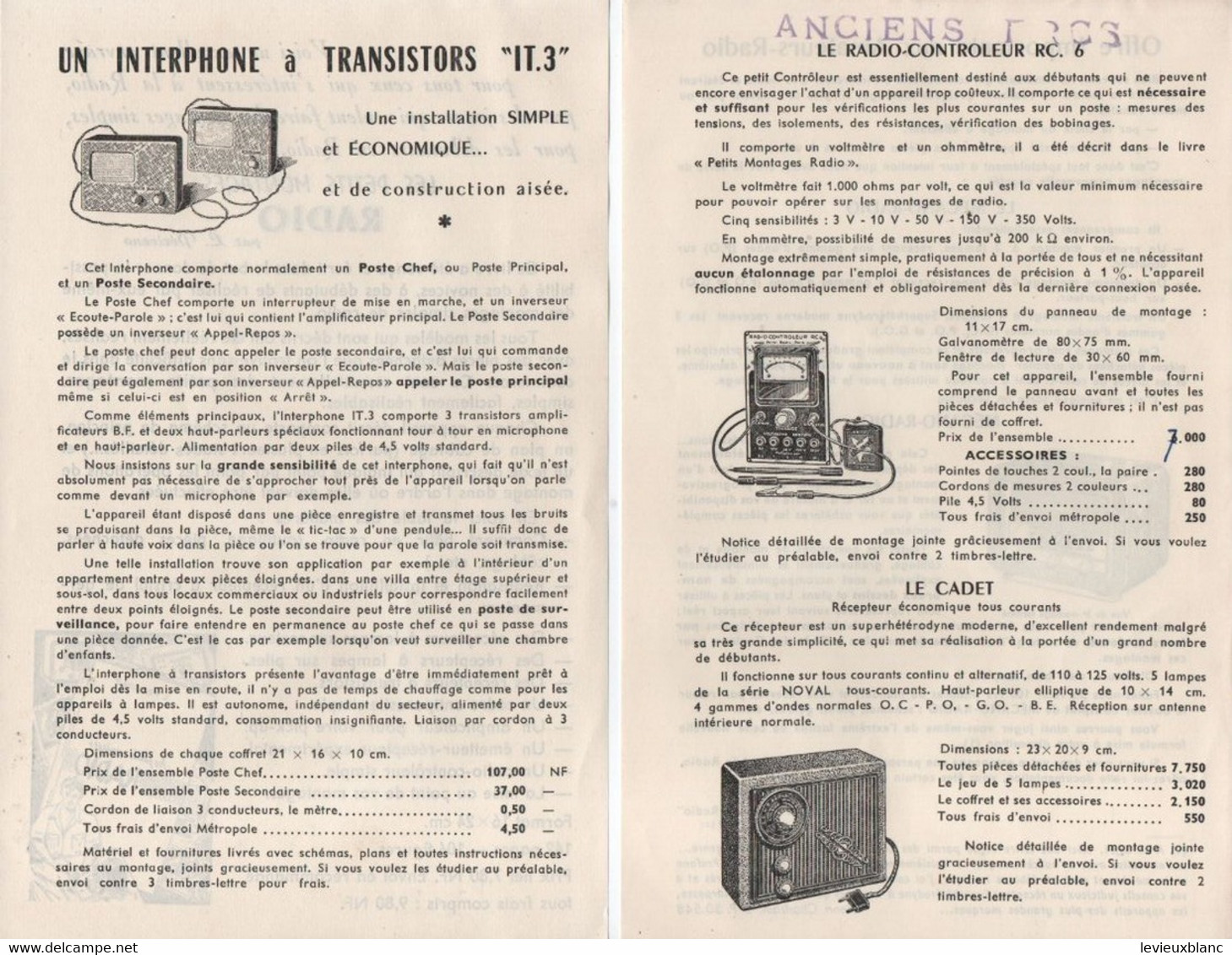 4 Prospectus Publicitaires Recto-Verso ( 8 Pages ) /offres Aux Amateurs Radio/ L PERICONE/ Vers 1960   VPN354 - Apparatus