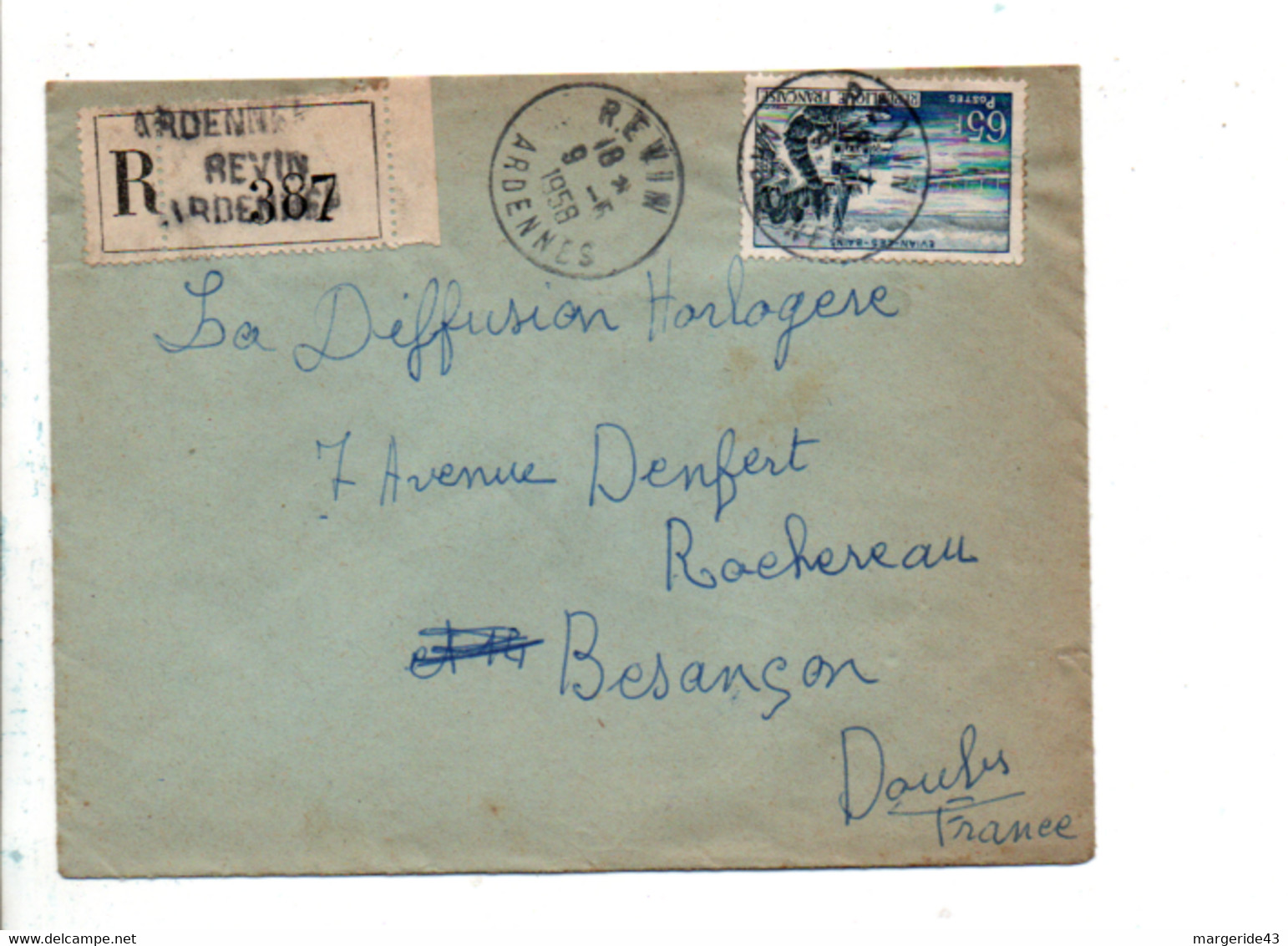 SEUL SUR LETTRE RECOMMANDEE DE REVIN ARDENNES 1958 - 1921-1960: Modern Period