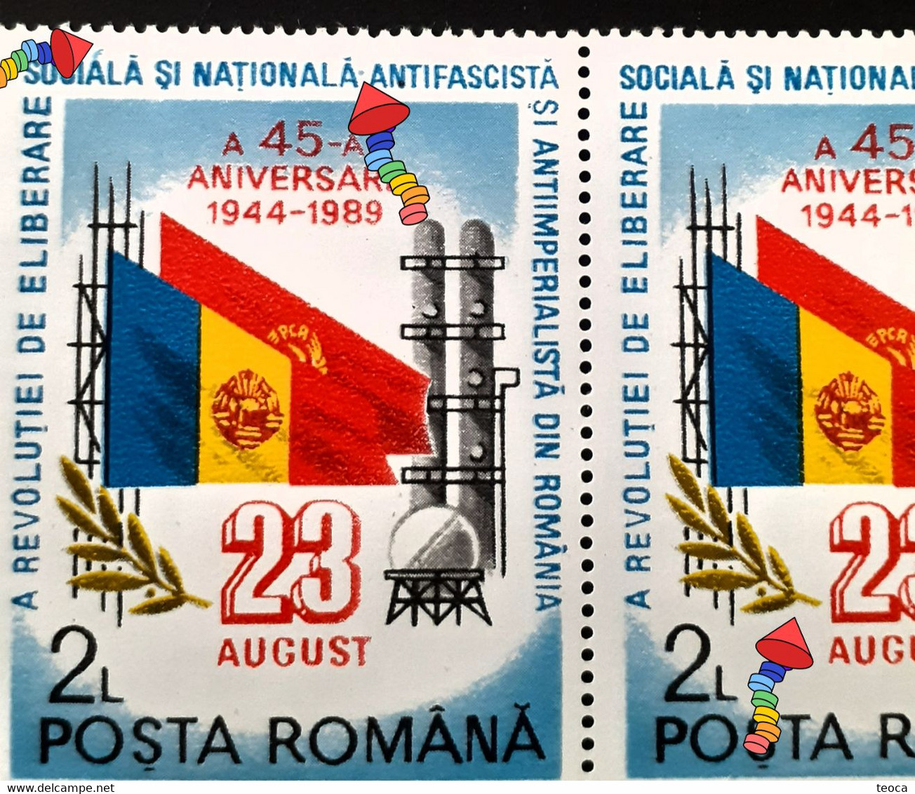 Stamps Errors Romania 1989, Mi 4544 Printed With Line "a" Pair  Mnh - Errors, Freaks & Oddities (EFO)