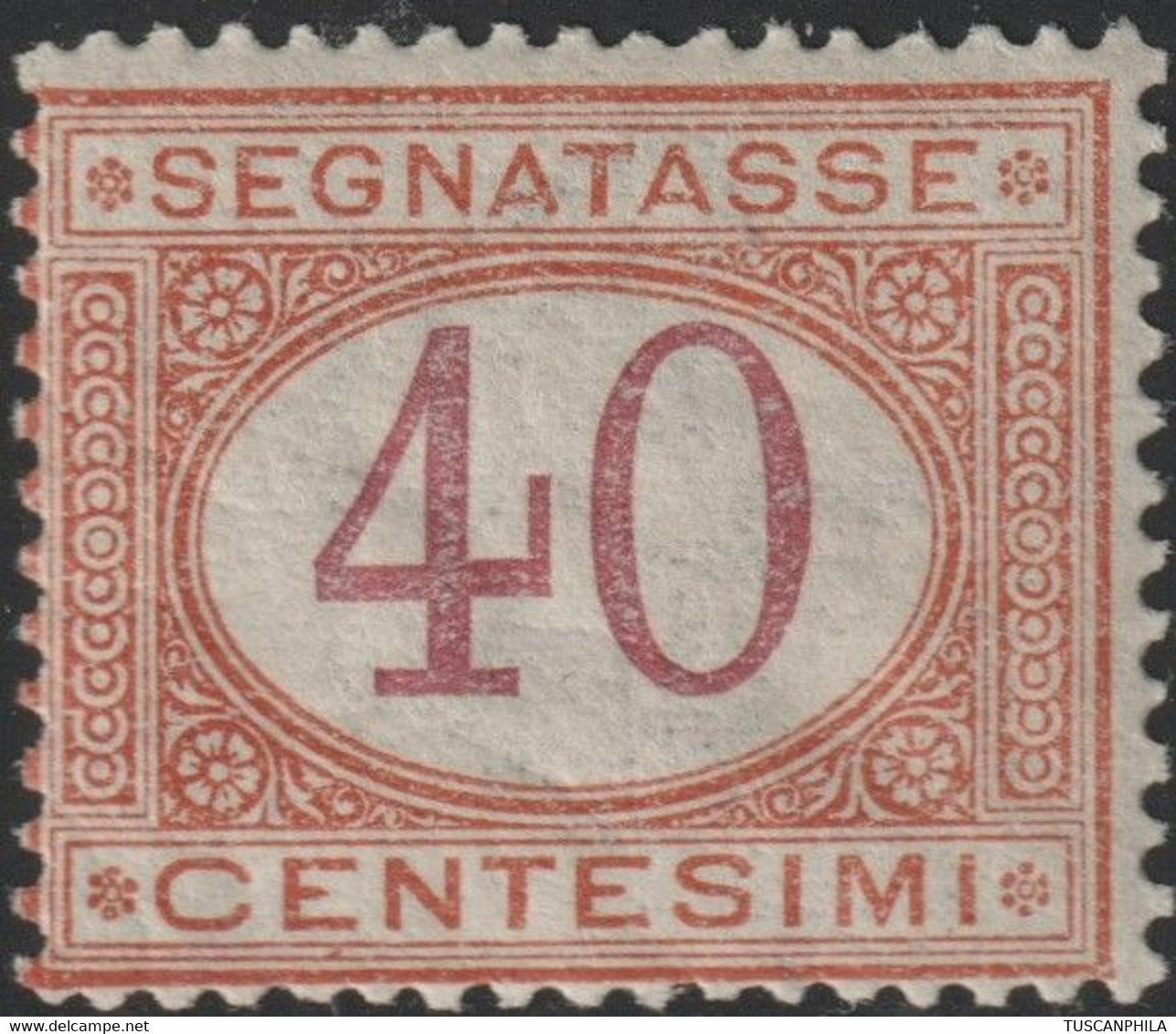 Regno D'Italia 1870 40 C. Ocra E Carminio Sass. 8 MNH** Certificato Cv 6000 - Taxe