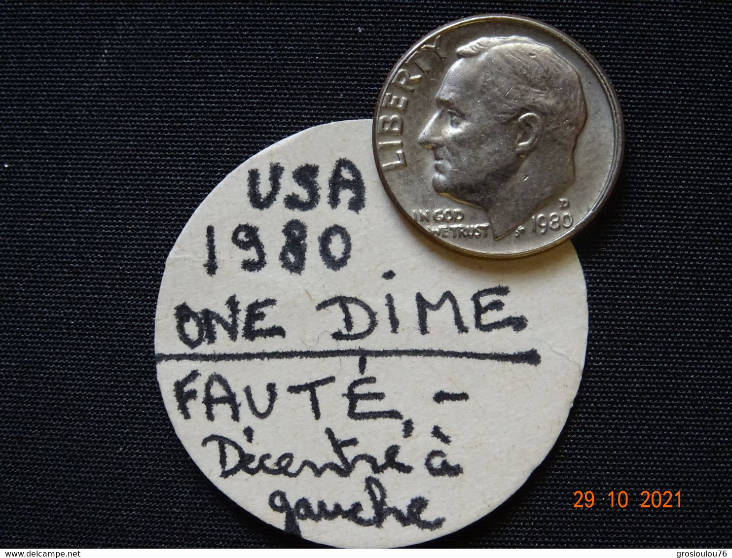 Monnaie Fautée USA : One Dime 1980 D (décentrée Vers La Gauche) Sup + - Andere - Amerika