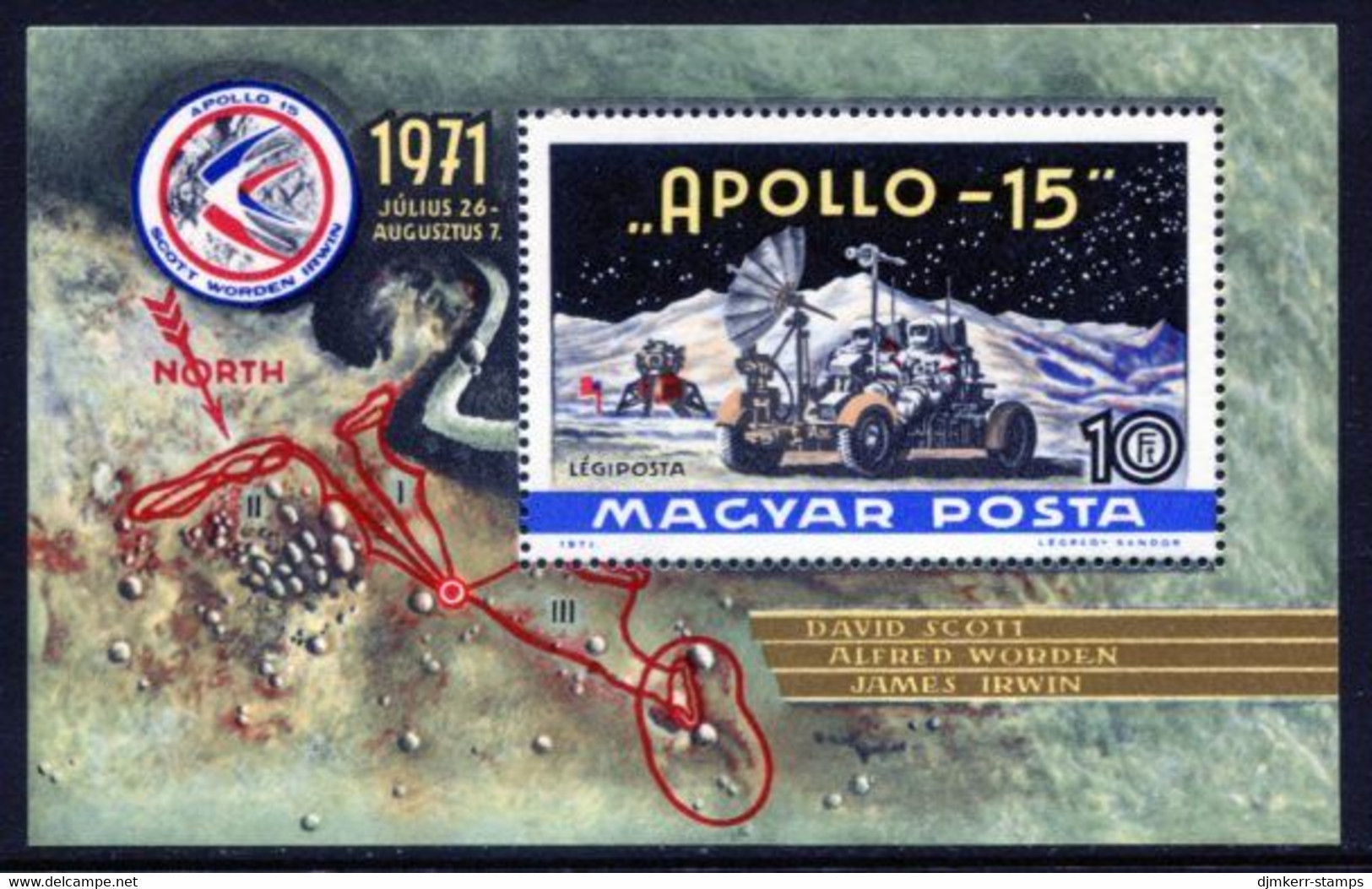 HUNGARY 1972 Apollo 15 Space Flight Block MNH / **.  Michel Block 87 - Neufs