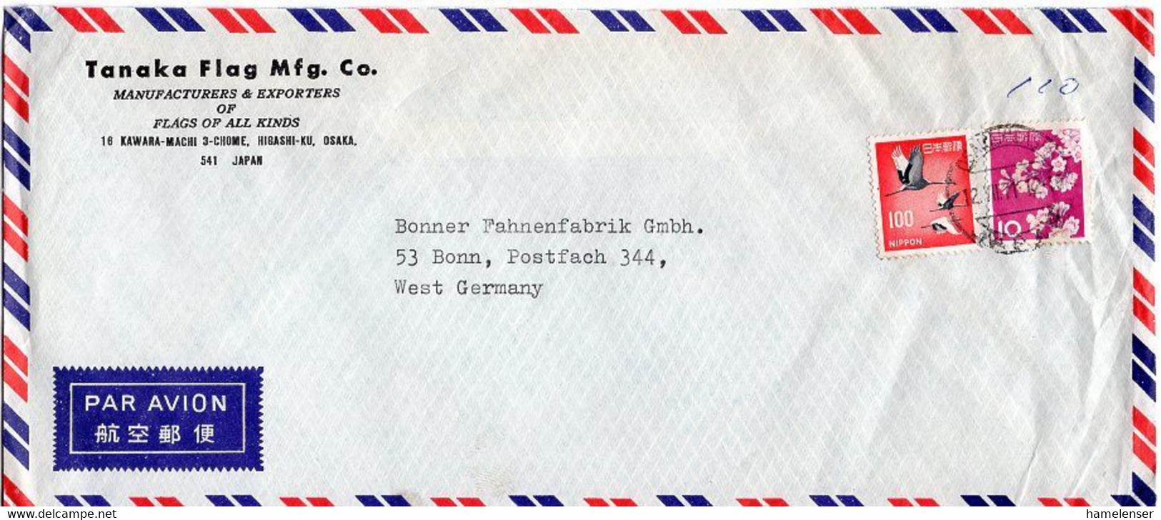 L31627 - Japan - 1971 - ¥100 Kranich MiF A. LpBf. OSAKAHIGASHI -> Westdeutschland - Briefe U. Dokumente