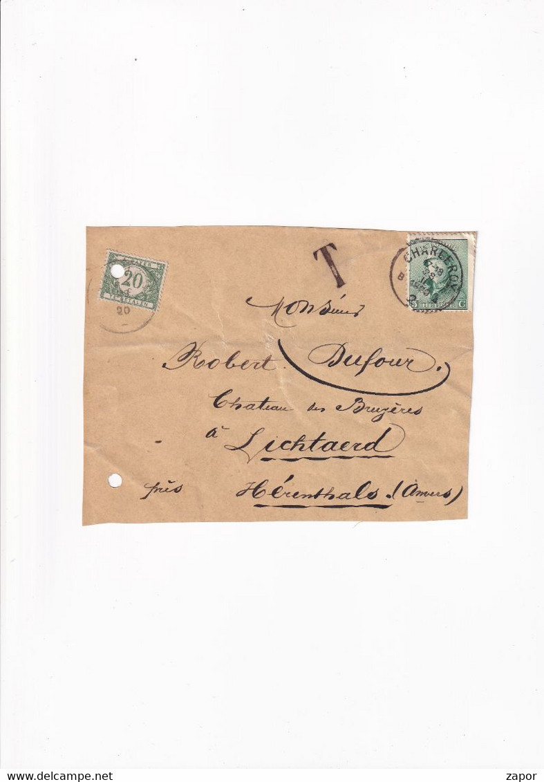 Brief / Lettre - Charleroi Naar Lichtaart 1920 - 167 Albert Met Helm 5c - Letter Covers