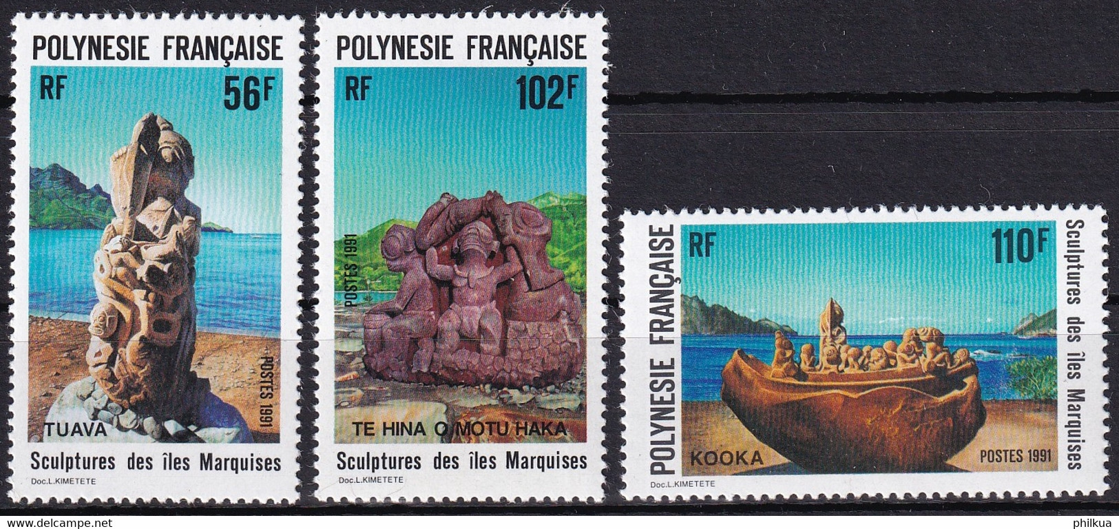 MiNr. 586 - 588  Französisch-Polynesien1991, 17. Juli. Skulpturen Auf Den Marquesas-Inseln - Postfrisch/**/MNH - Neufs