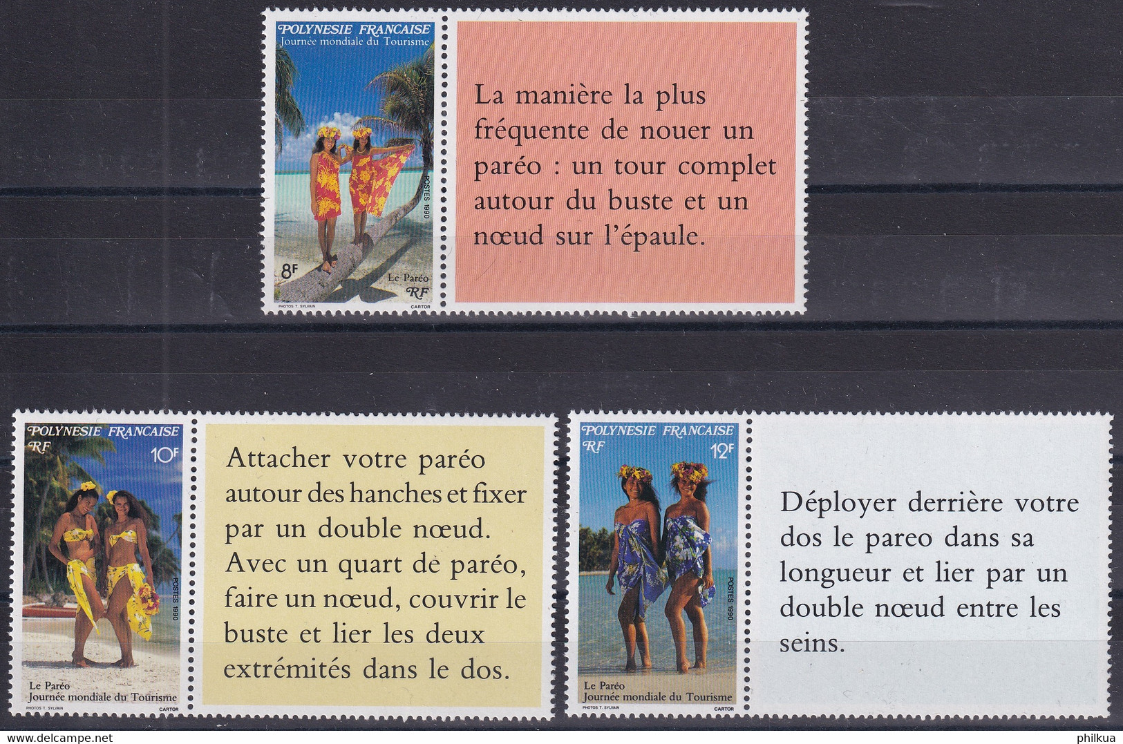 MiNr. 565 - 567  Französisch-Polynesien1990, 27. Sept. Welttourismustag: Der Pareo - Postfrisch/**/MNH - Neufs