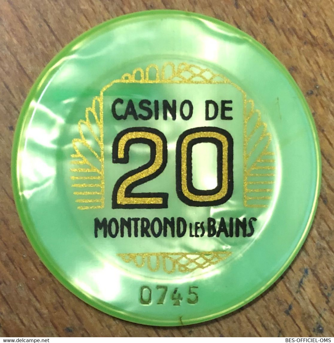 42 CASINO DE MONTROND-LES-BAINS JETON DE 20 FRANCS N° 0745 CHIP COINS TOKENS GAMING - Casino