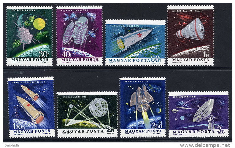 HUNGARY 1964 Space Exploration Set Of 8 MNH / **.  Michel 1991-98 - Nuovi