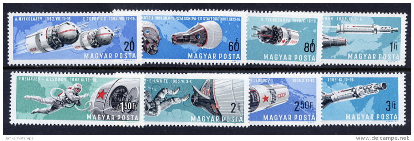 HUNGARY 1966 Manned Space Flight Set MNH / **.  Michel 2299-306 - Unused Stamps