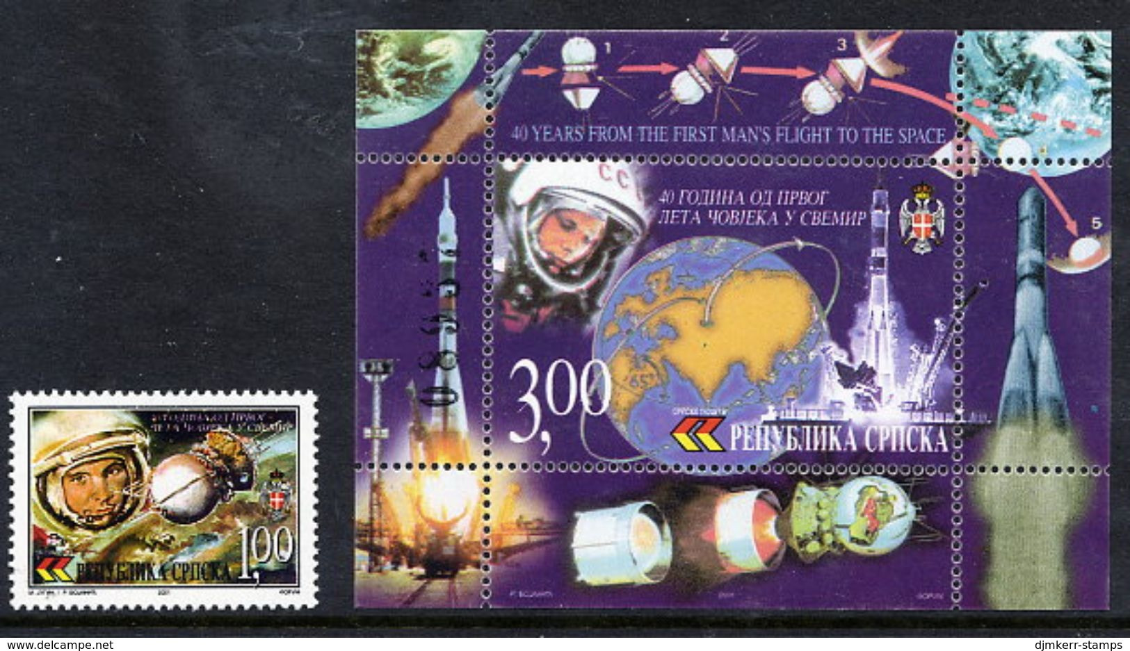 BOSNIAN SERB REPUBLIC 2001 First Manned Space Flight MNH / **.  Michel 197, Block 4 - Bosnien-Herzegowina