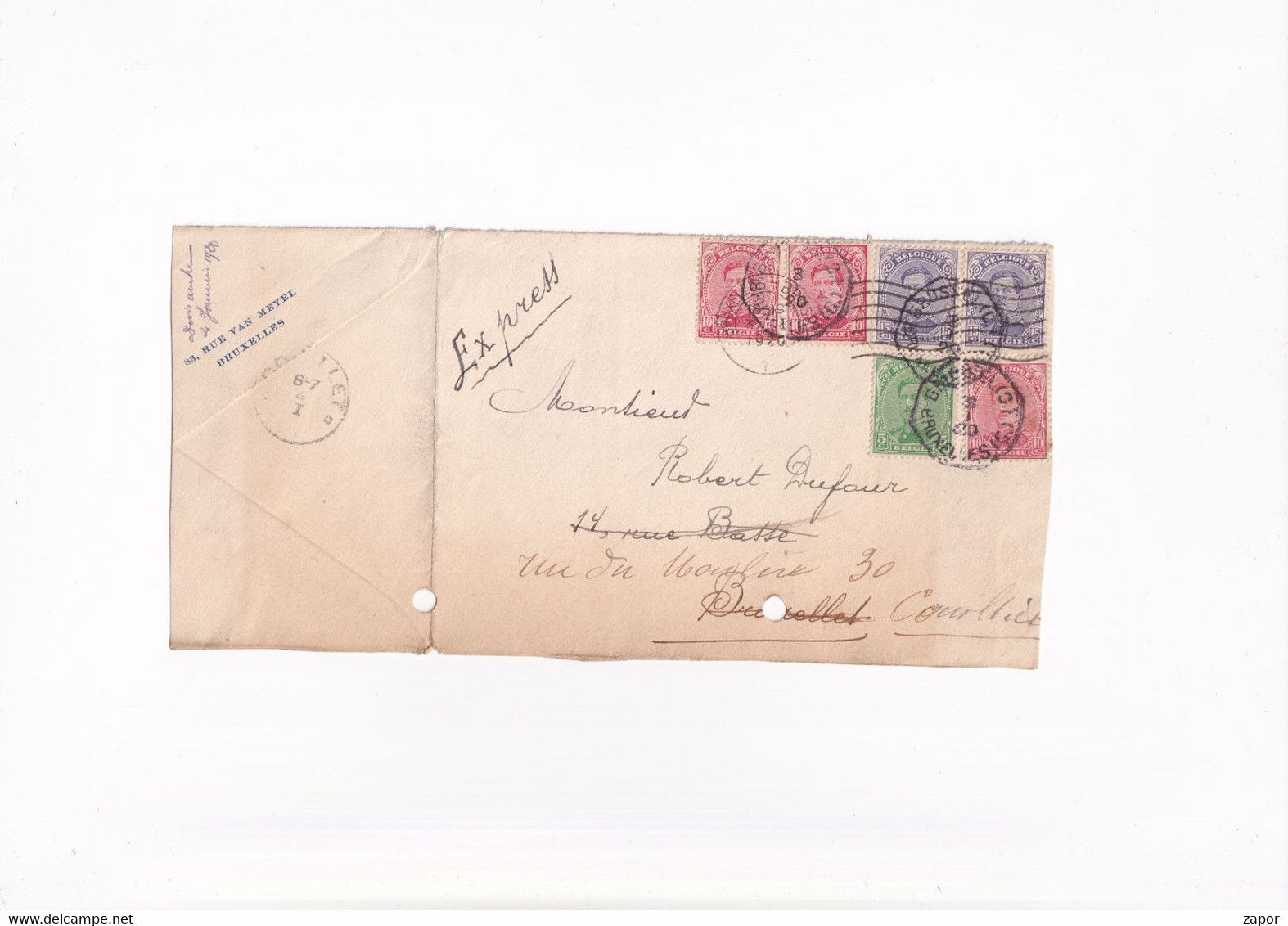 Brief / Lettre - Express Brussel Naar Couillet - 1920 - Enveloppes-lettres