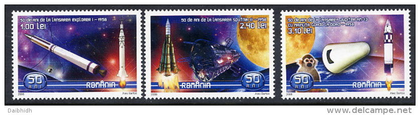 ROMANIA 2008 Space Exploration Set Of 3 MNH / **.  Michel 6273-75 - Ungebraucht