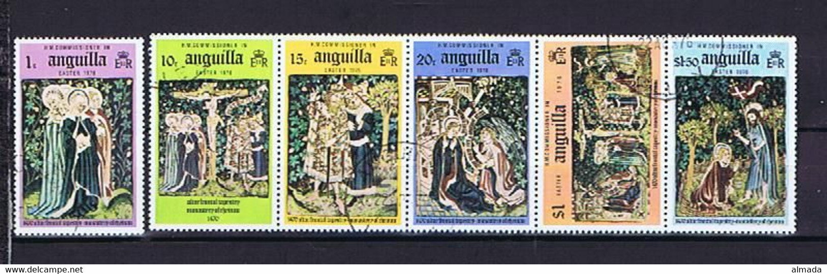 Anguilla 1976: Mi.-Nr. 251-256 (incl. Strip Of 5) Used / Cto, Gestempelt (mit Fünferstreifen) - Anguilla (1968-...)
