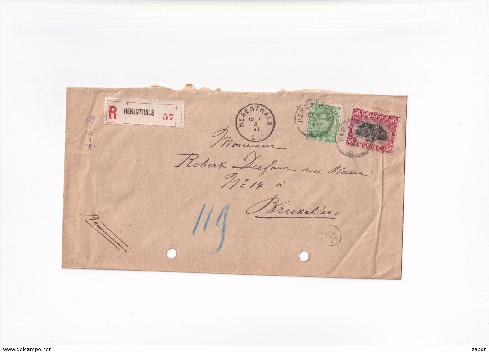 RECOMMANDE - AANGETEKEND - Brief / Lettre - Herentals Naar Brussel - 1920 - 144 Leuven 50c - Enveloppes-lettres