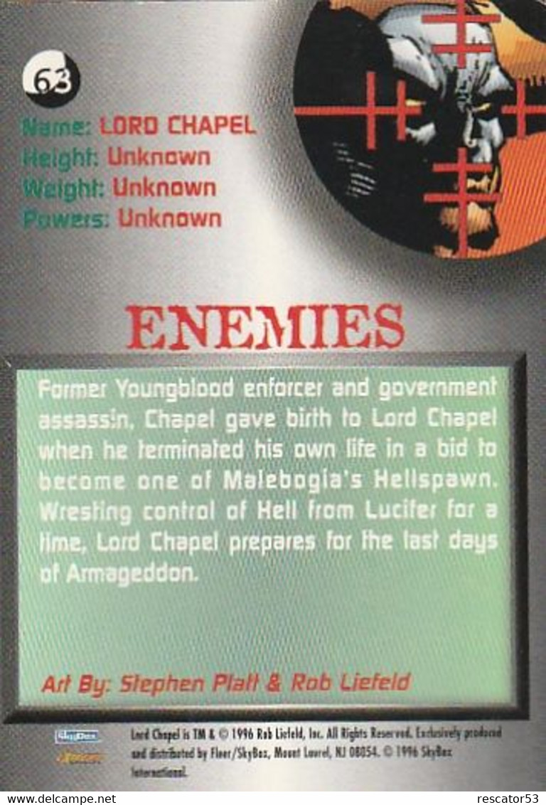 Carte De Collection Enemies 1996 - Other & Unclassified