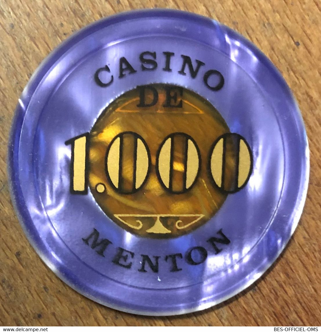 06 MENTON CASINO JETON DE 1.000 FRANCS CHIP COINS TOKENS GAMING - Casino