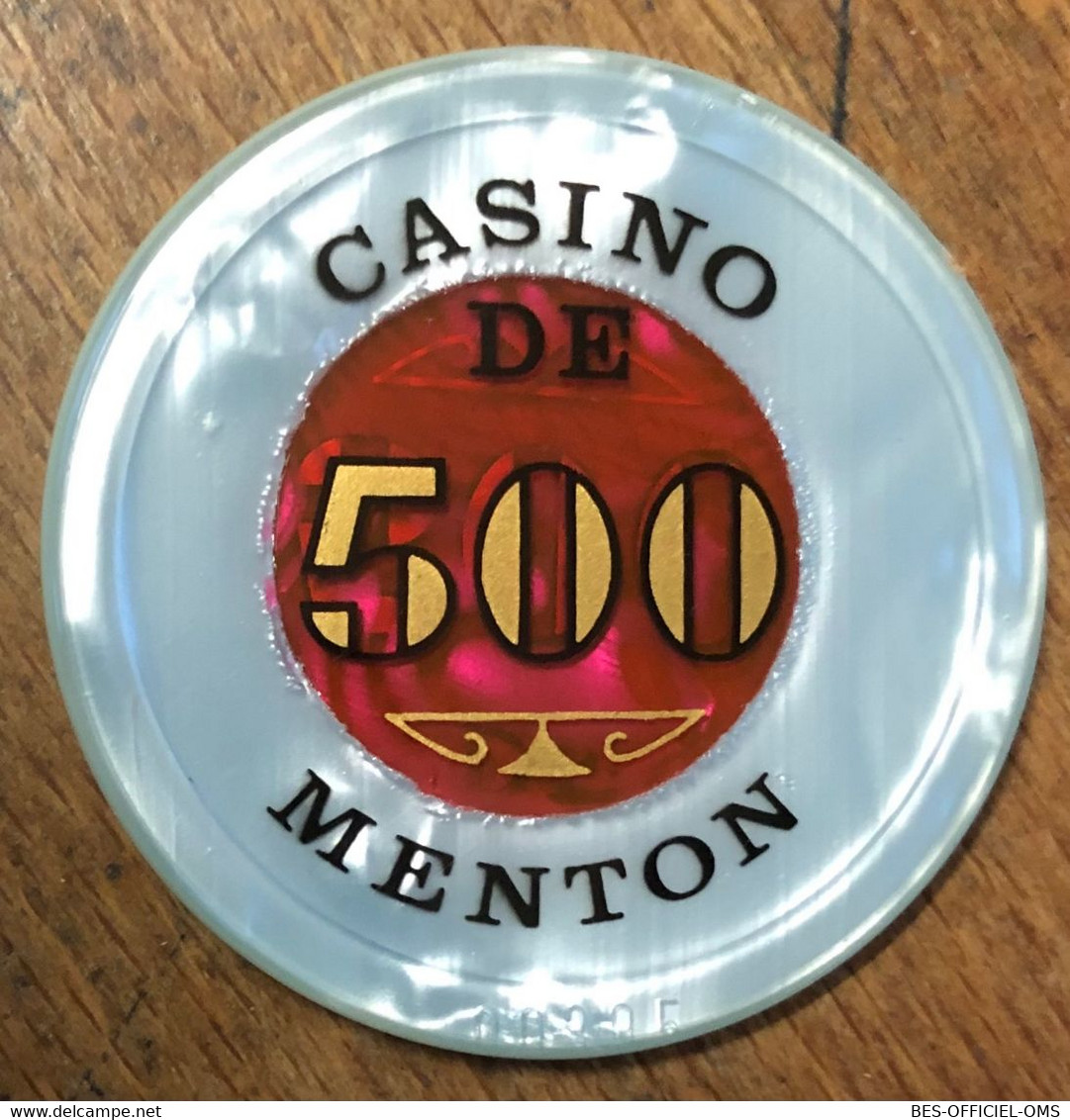 06 MENTON CASINO JETON DE 500 FRANCS N° 00305 CHIP COINS TOKENS GAMING - Casino