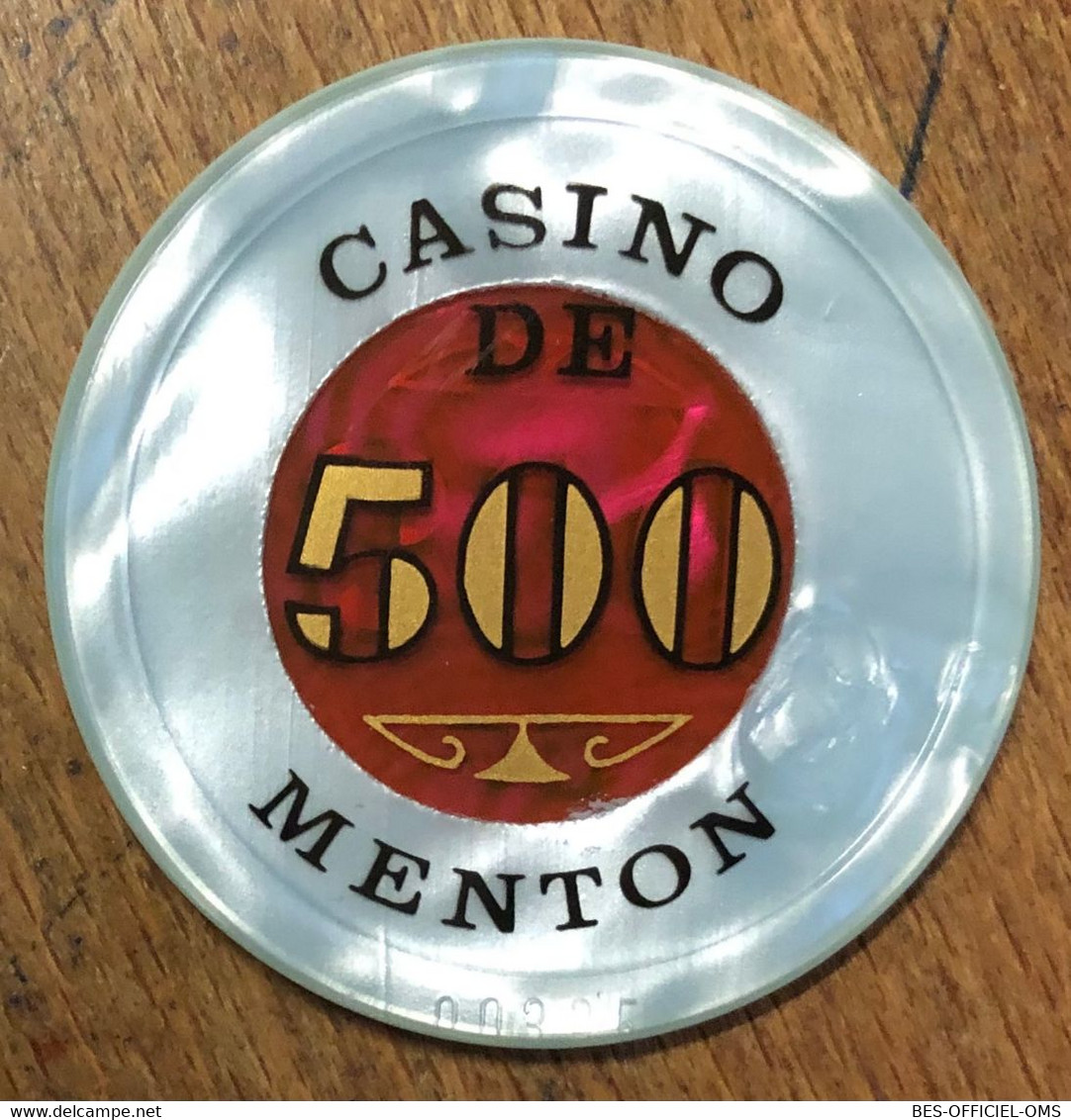06 MENTON CASINO JETON DE 500 FRANCS N° 00305 CHIP COINS TOKENS GAMING - Casino