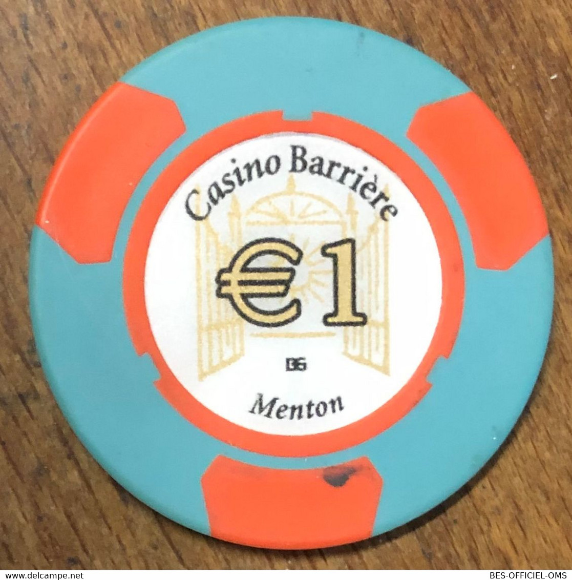 06 MENTON CASINO BARRIÈRE JETON DE 1 EURO CHIP COINS TOKENS GAMING - Casino