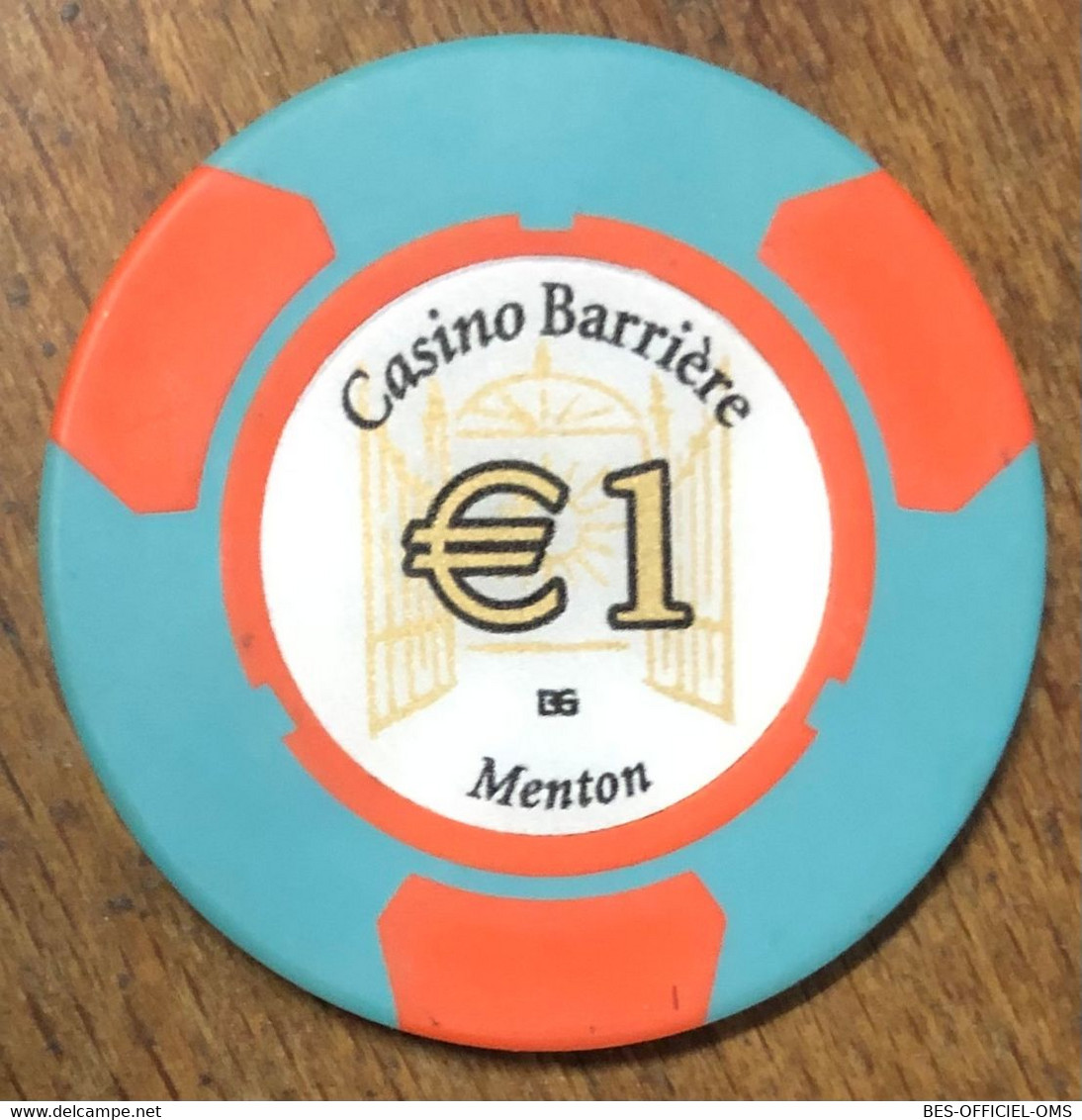 06 MENTON CASINO BARRIÈRE JETON DE 1 EURO CHIP COINS TOKENS GAMING - Casino