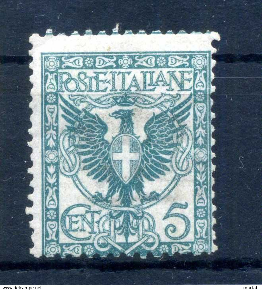 1901 REGNO "Floreale" N.70 * 5 Centesimi Verde Azzurro - Nuevos