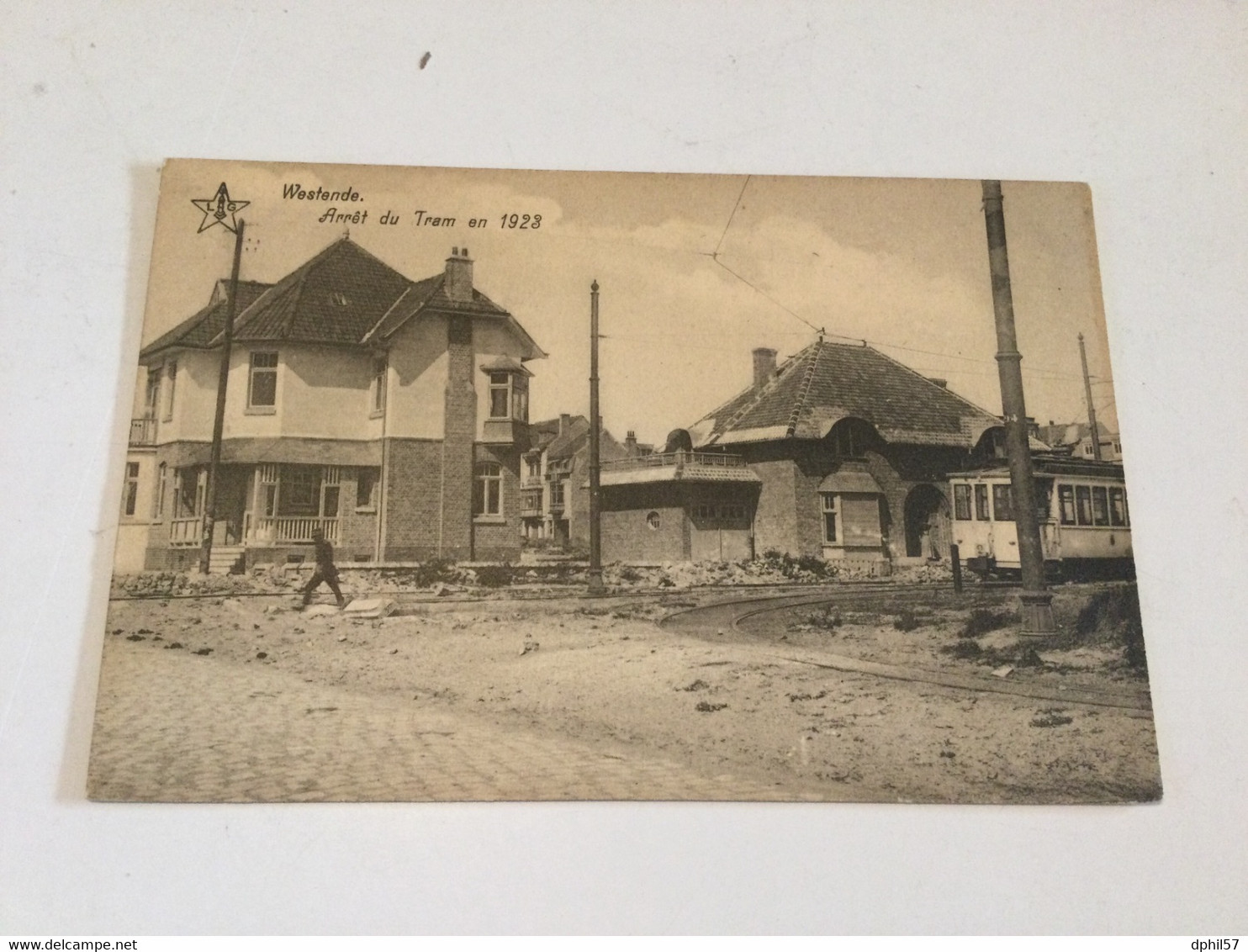 CP Ancienne Neuve De Westende : Arrêt Du Tram + Tram En 1923 - Westende