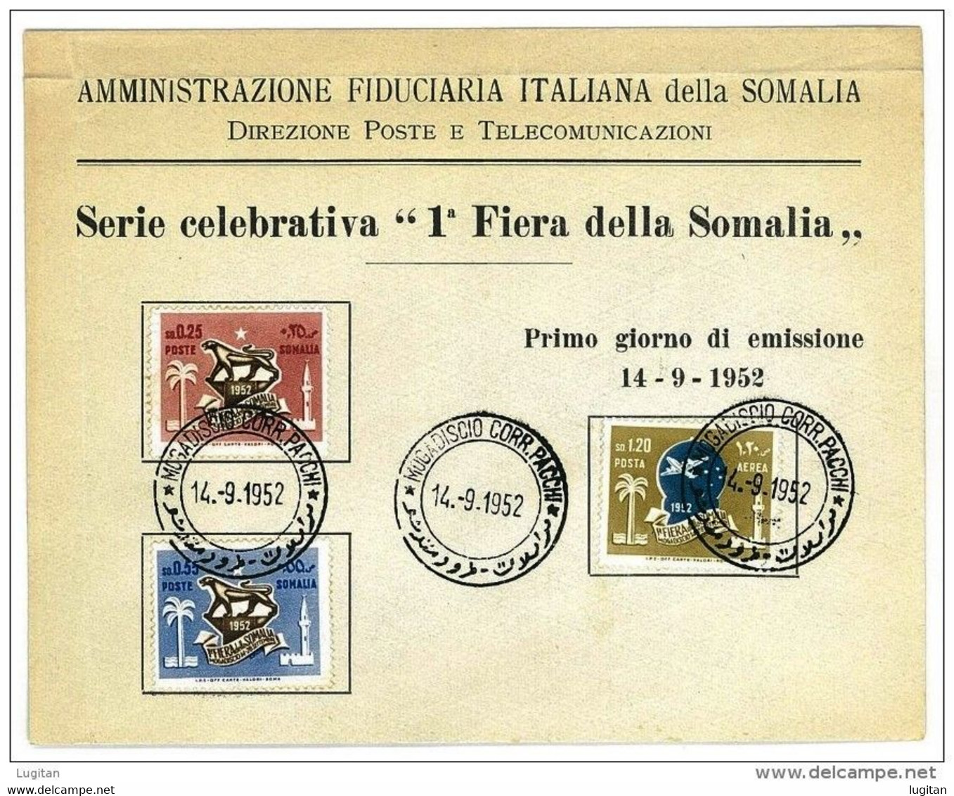 SOMALIA ITALIANA - FDC - 1952 Trade Fair - Somalie