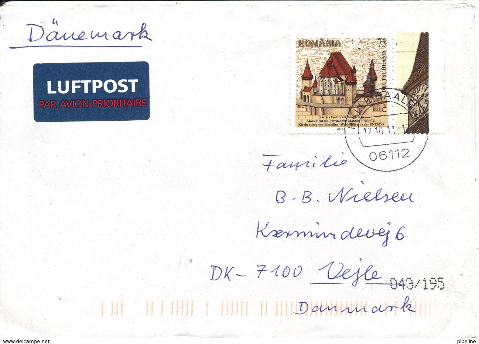 Romania Cover Sent To Denmark 12-10-2011 Single Franked (the Senders Address Is Cut Of The Backside Of The Cover) - Brieven En Documenten