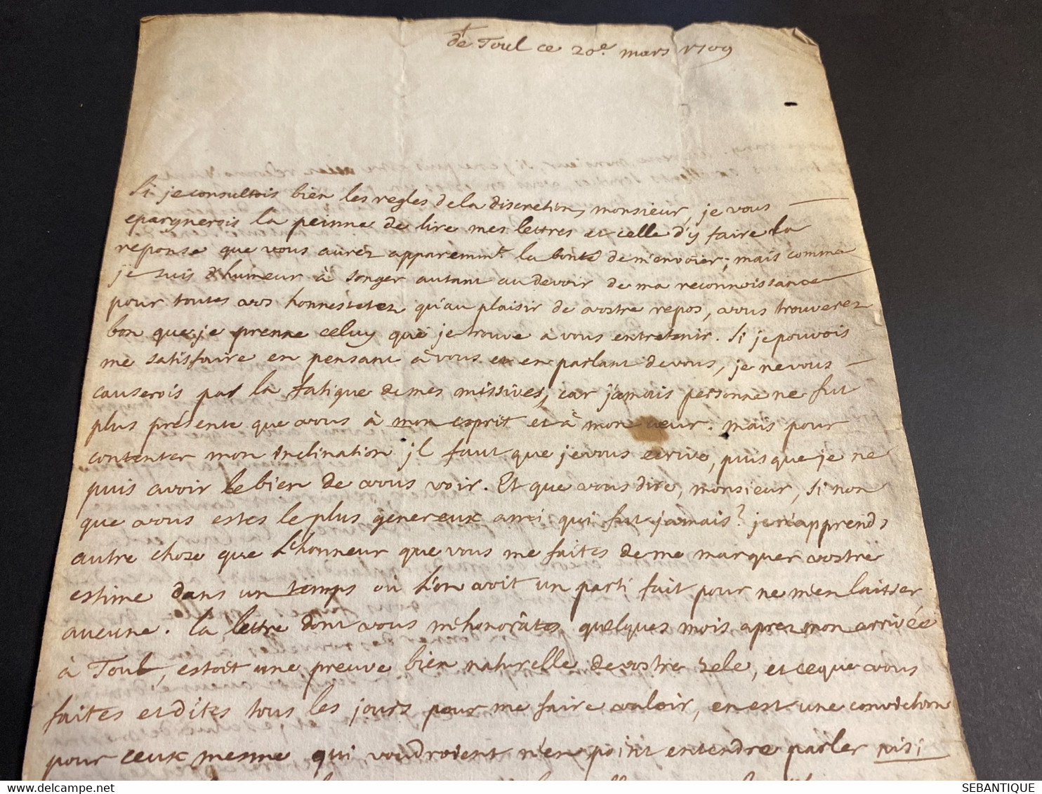 Lettre 1709 De Toul Pour Chanoine Galopin à La Cathédrale De Beauvais - 1701-1800: Precursors XVIII