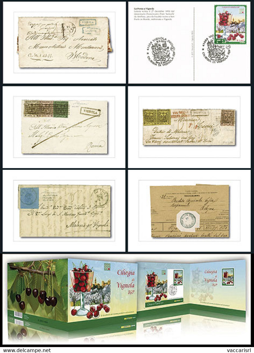 SET 5 CARTOLINE "LA POSTA A VIGNOLA"<br />
+ Francobollo 2015 Ciliegia Di Vignola IGP + Annullo Speciale 6 Giugno 2015 + - Otros & Sin Clasificación