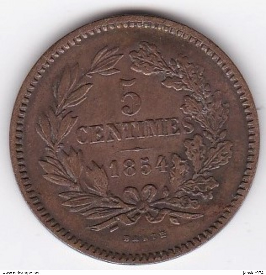 Luxembourg 5 Centimes 1854 Bruxelles, Guillaume III, En Bronze , KM# 22, SUP/XF - Luxemburgo