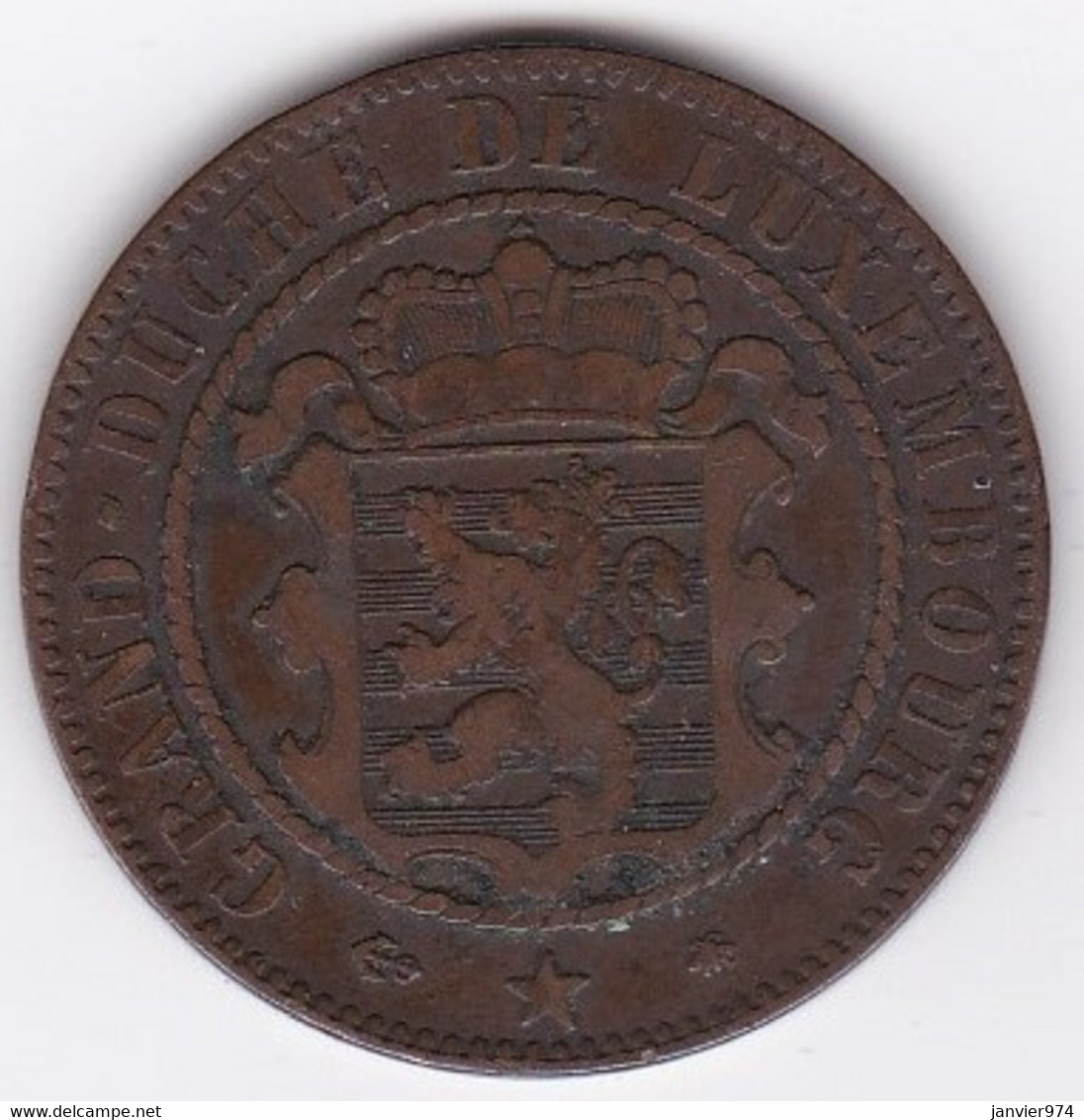 Luxembourg 10 Centimes 1865 A Paris, Guillaume III, En Bronze , KM# 23 - Lussemburgo