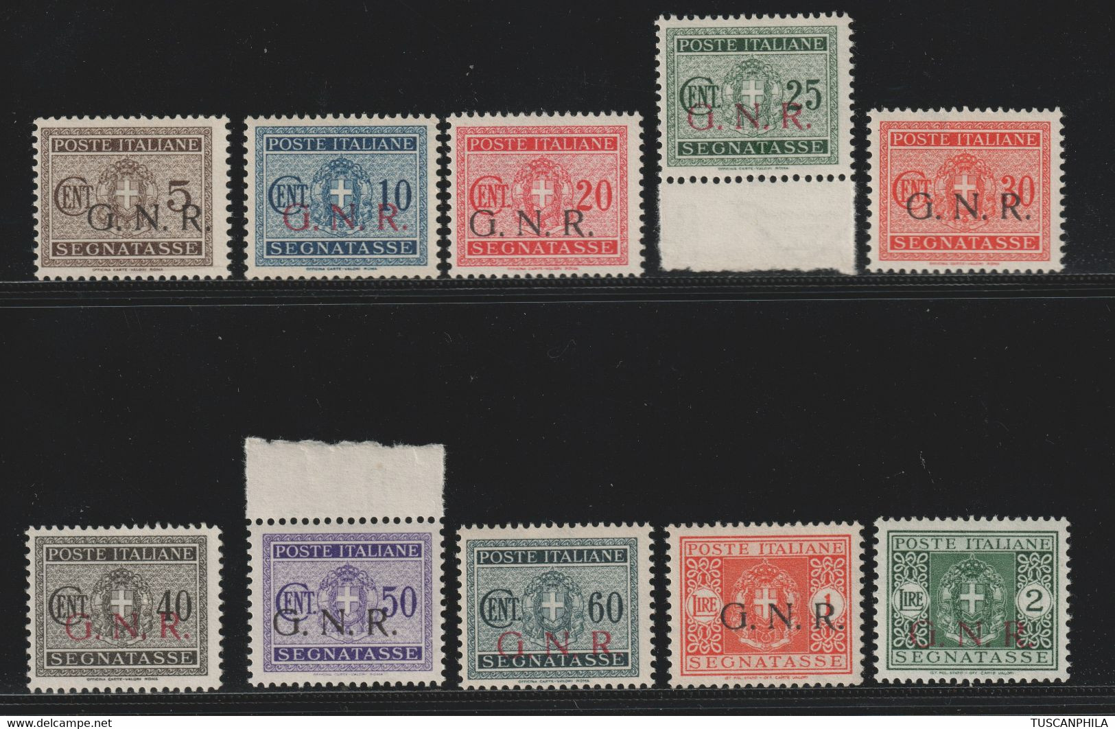 Repubblica Sociale 1944 Serie Di 10 Valori Sass. 47l/56l MNH** Cv 1750 - Taxe