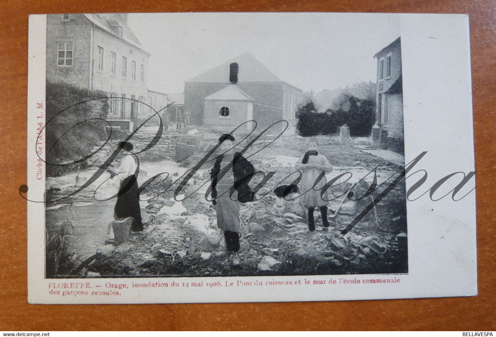 Floreffe.- Orage, Inondation Du 14 Mai 1906. Pont Du Ruisseau Et Le Mur De L'Ecole Communale Des Garçons écroulés - Floreffe