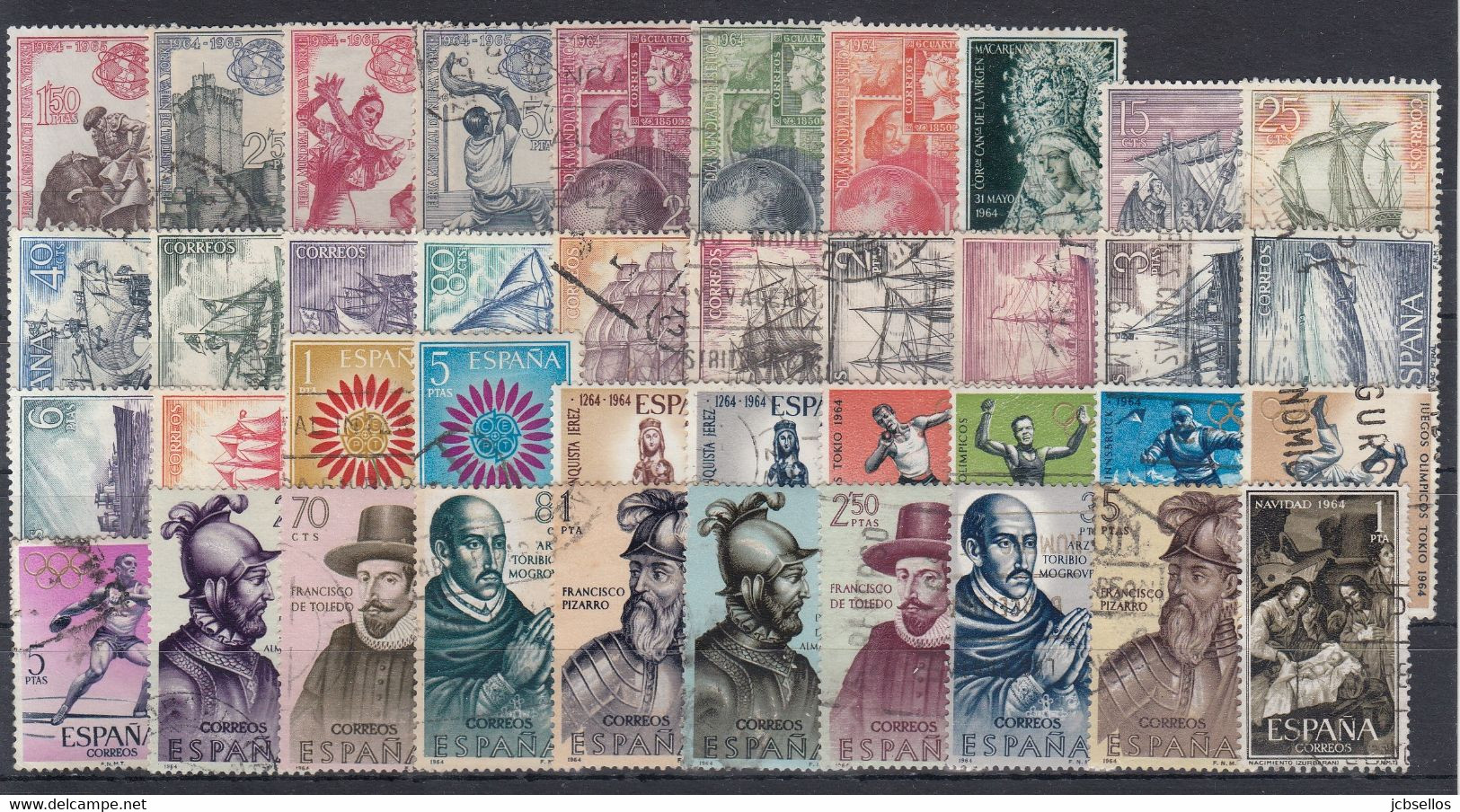 ESPAÑA 1964 Nº 1541/1630 AÑO COMPLETO USADO,90 SELLOS - Années Complètes