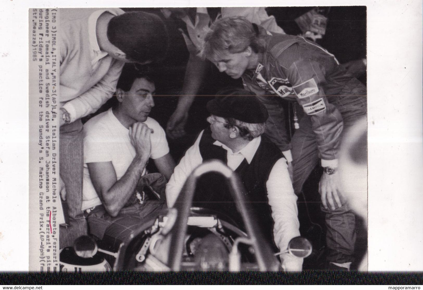 FORMULA 1 - MICHELE ALBORETO E STEFAN JOHANSSON  SU FERRARI - IMOLA  1985 - FOTO ORIGINALE 17,5X24 CM  CIRCA- - Automobile - F1