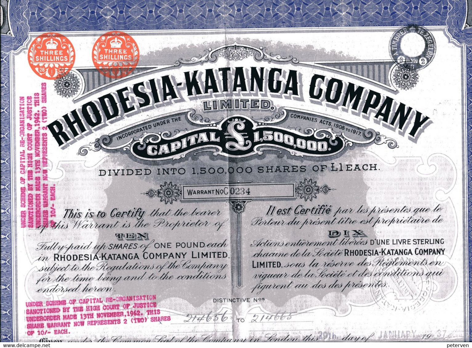 RHODESIA-KATANGA COMPANY, Limited - Mijnen