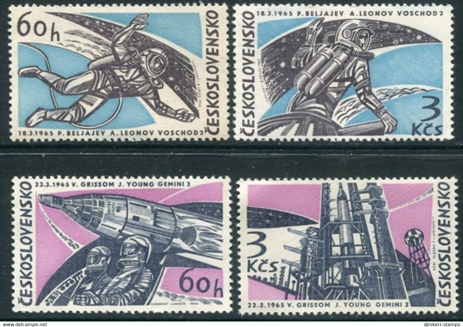 CZECHOSLOVAKIA 1965 Space Flights Singles MNH / **...  Michel 1529-32 - Ongebruikt