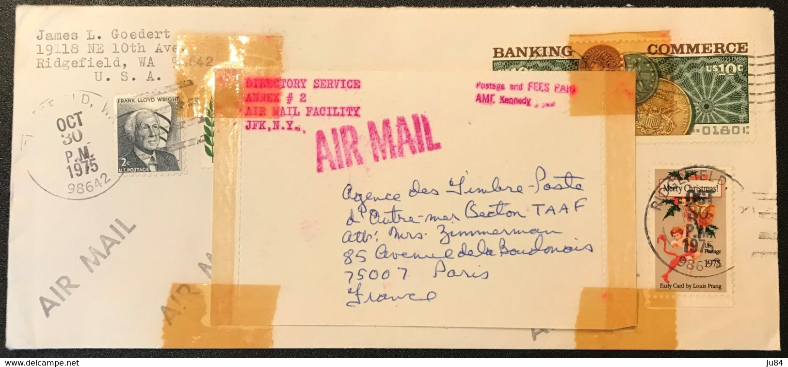 Etats-Unis - Washington - Ridgefield - Lettre Avion Pour Camp Heurtin  Ile Amsterdam - Océan Indien - Redirection - 1975 - Usados