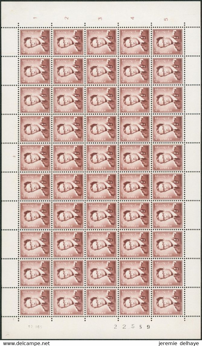 Baudouin à Lunettes (type Marchand) - N°1068A En Feuille De 50 Timbres ** (MNH) N° De Planche 3 / N° Comptable - Ohne Zuordnung