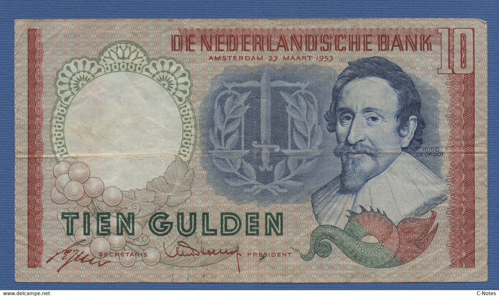 NETHERLANDS  - P.85 – 10 Gulden 23.03.1953  F/VF Serie 2TE 033432 - 10 Gulden