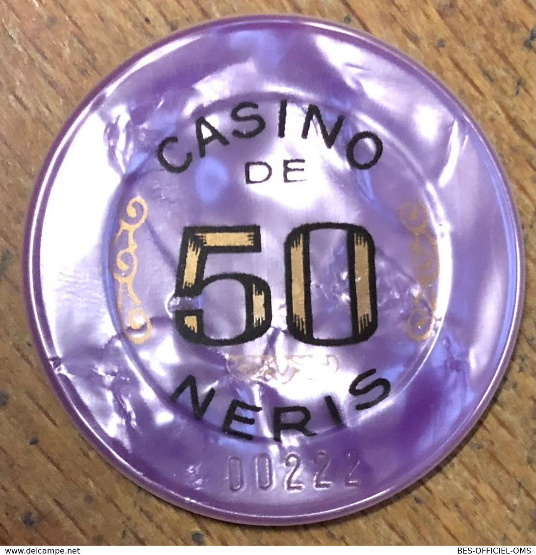 03 NÉRIS-LES-BAINS CASINO JETON DE 50 FRANCS N° 00222 CHIP COINS TOKENS GAMING - Casino