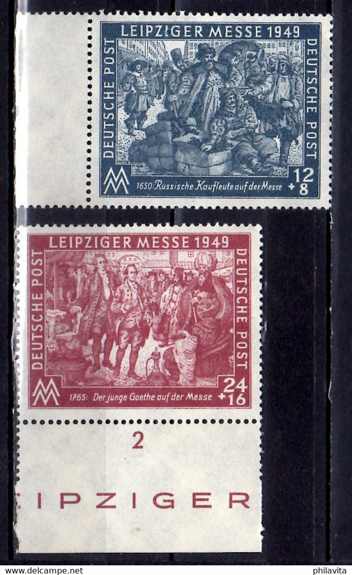 1949 Germany Soviet Occupation Zone Leipzig Autumn Trade Fair MNH** MiNr. 240 - 241 Russian Trade Joung Goethe - Altri & Non Classificati