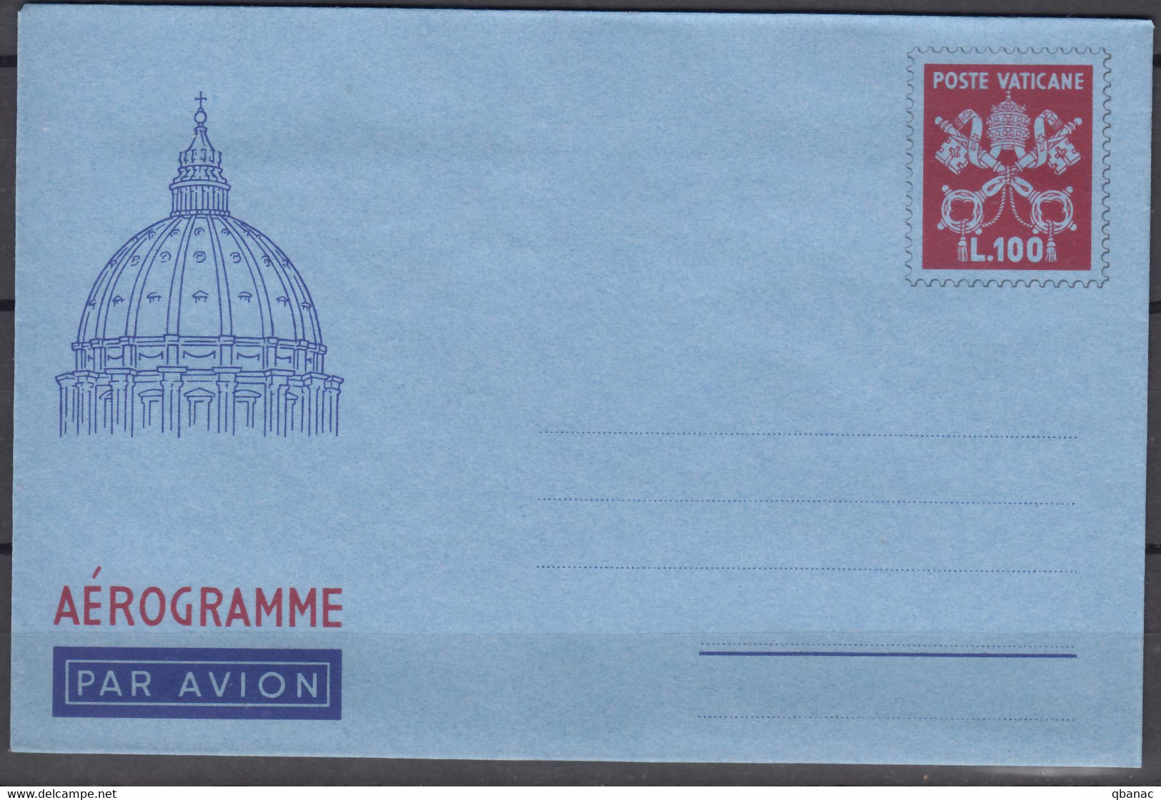 Vatican Aerogramme, Aerogramma 100 Lire In Excellent Mint State - Enteros Postales