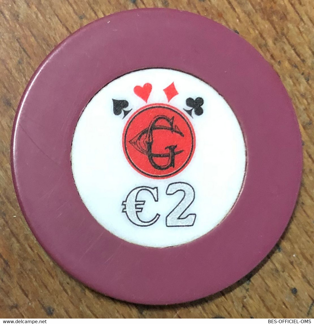 75 PARIS CASINO CERCLE GAILLON JETON DE 2 EUROS POKER CHIP TOKENS COINS GAMING - Casino